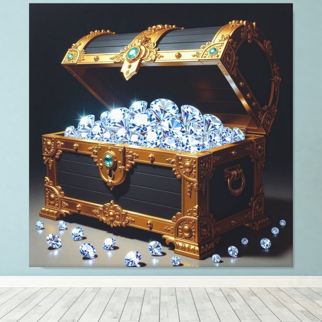 Impressão Em Tela Truhen voller Diamanten (Insitu(piso de madeira))