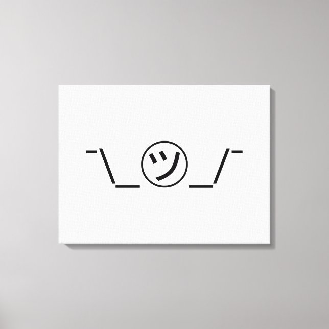 Impressão Em Tela Tsu Kana Shrug Emoticon ¯\_ ㋡_/ movimento Japonês  (Frente)