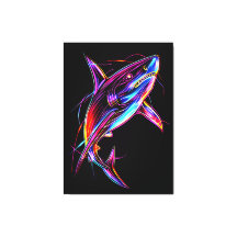 Tubarão Neon Vibrante Oceano Digital Moderno