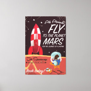 Impressão Em Tela Tudo a bordo! Mosca ao poster vintage de Marte