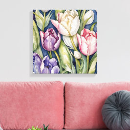 Impressão Em Tela Tulipa Gigante Púrpura e Rosa