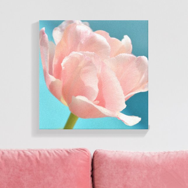Impressão Em Tela Tulipa Rosa Pastel Fotografia Botânica Floral (Criador carregado)