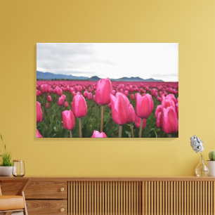 Impressão Em Tela Tulipas cor-de-rosa Flores com tela estendida