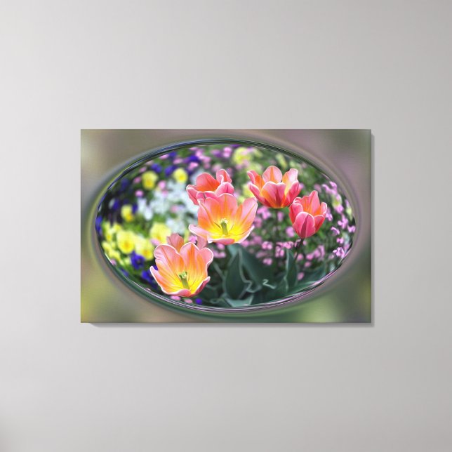 Impressão Em Tela tulipas cor-de-rosa ouro (Frente)