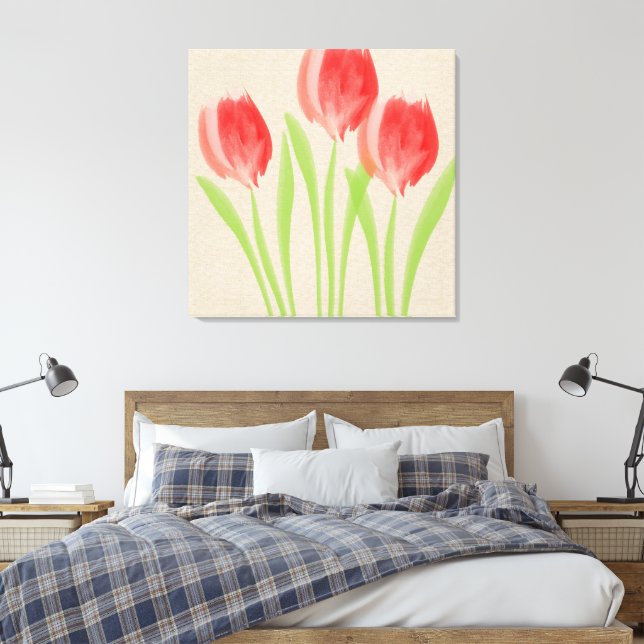 Impressão Em Tela Tulipas de Primavera vermelho brilhante (Insitu(Quarto))