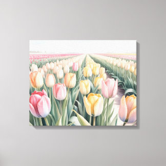 Impressão Em Tela Tulipas em aquarela