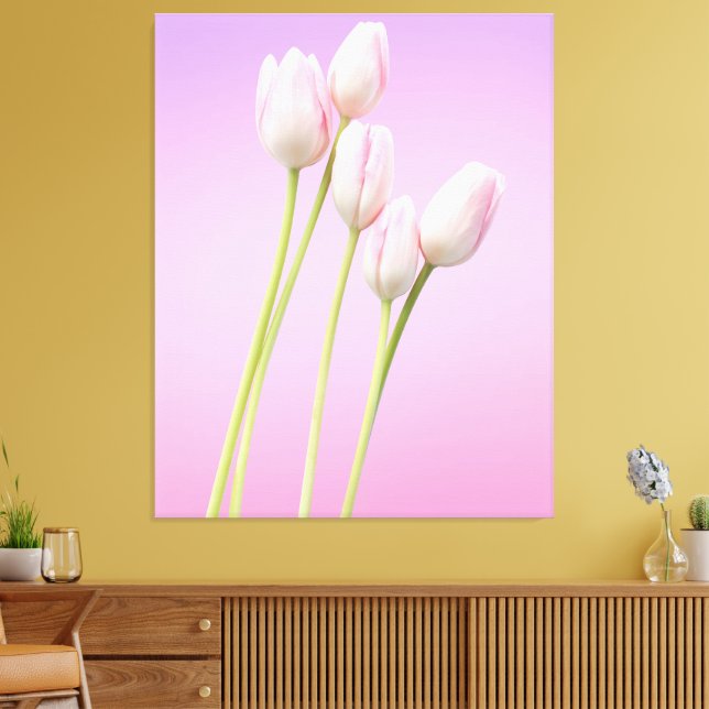Impressão Em Tela Tulipas Rosa Elegantes Tulipas Estreitas (Insitu(Sala de estar))
