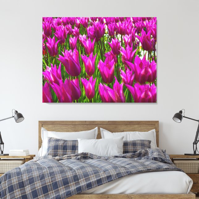 Impressão Em Tela Tulipas roxas em Keukenhof Holland Premium molhada (Insitu(Quarto))
