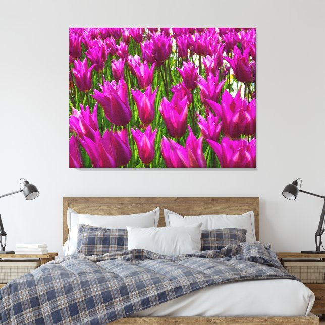 Impressão Em Tela Tulipas roxas em Keukenhof Holland Premium molhada (Insitu(Quarto))