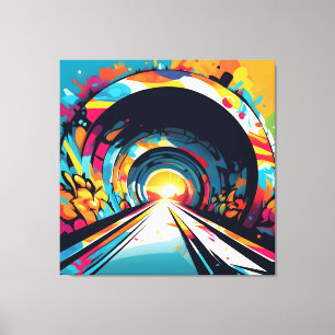 Impressão Em Tela Túnel com arte de Grafite