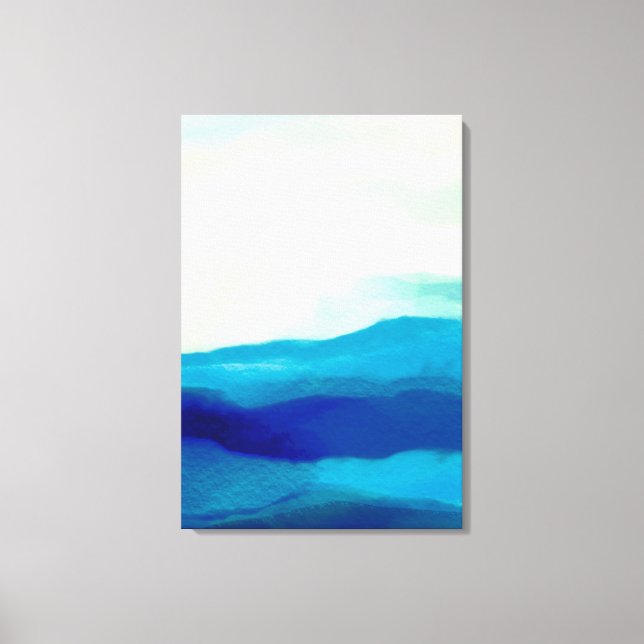 Impressão Em Tela Turquesa e pintura de Abstrato do Mar Azul Oceano (Frente)