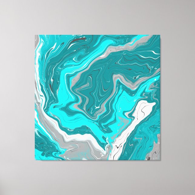 Impressão Em Tela Turquesa e Teal Marble Fluid Art (Frente)