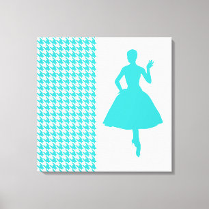 Impressão Em Tela Turquesa Moderna Houndstooth c/ Moda Silhouter