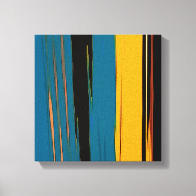 Impressão Em Tela Turquesa Negra E Laranja Ir! Abstrato Art (Frente)