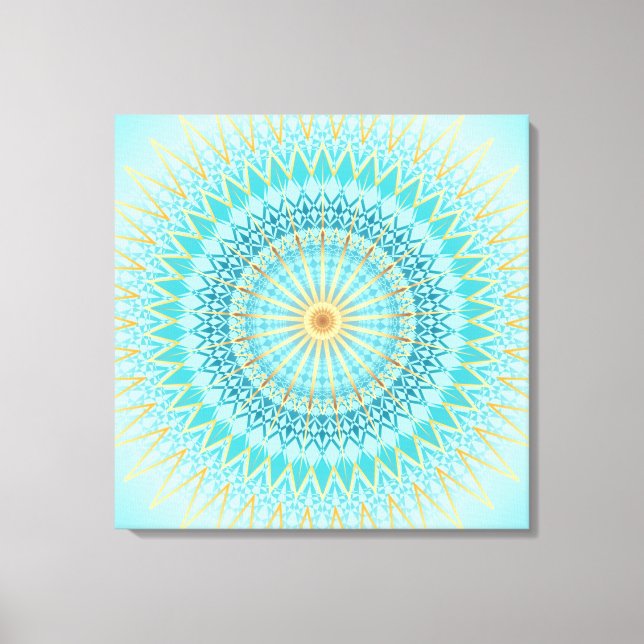 Impressão Em Tela Turquoise Dourada Boho Mandala (Frente)