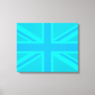 Impressão Em Tela Turquoise Union Jack British Flag Design