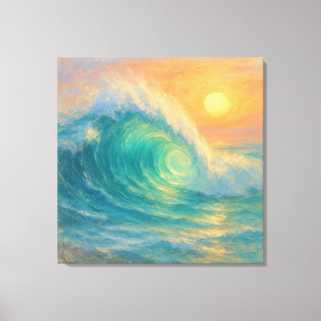 Impressão Em Tela Turquoise Wave - Pastel Painting Style Art (Frente)