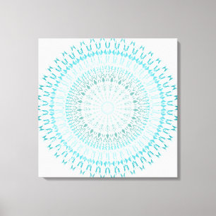 Impressão Em Tela Turquoise White Geométrica Moderna Mandala