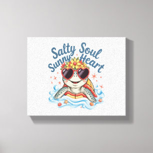 Impressão Em Tela Turtle Floral Summer Beach