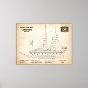 Impressão Em Tela Turtle Ship Geobukseon - Ship Blueprint SD