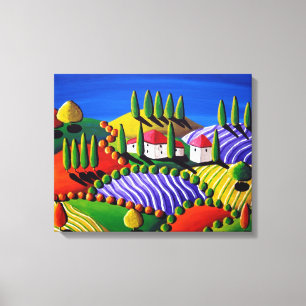 Impressão Em Tela Tuscan Whimsical Landscape Folha de Arte Impressã