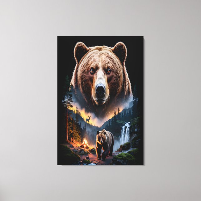 Impressão Em Tela Two bears in the forest dark 5 (Frente)