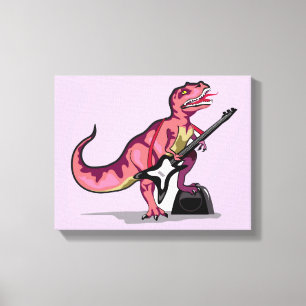 Impressão Em Tela Tyrannosaurus Rex Tocando Violão.