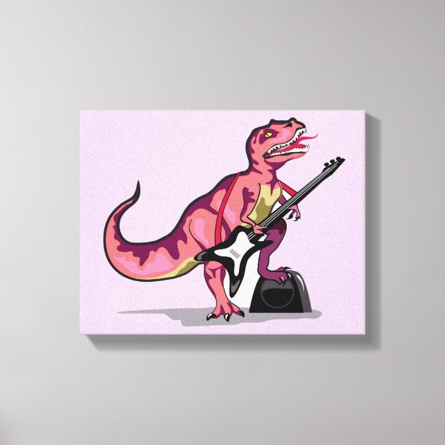 Impressão Em Tela Tyrannosaurus Rex Tocando Violão. (Frente)