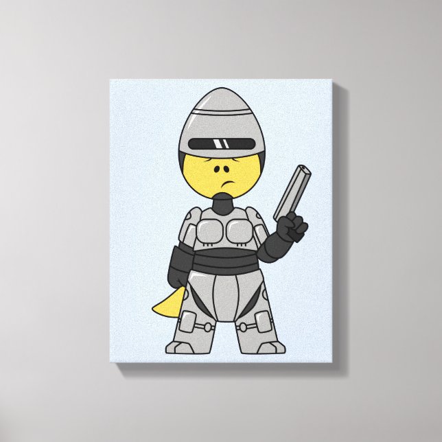 Impressão Em Tela Tyrannosaurus Rex Vestido Como Robocop. (Frente)