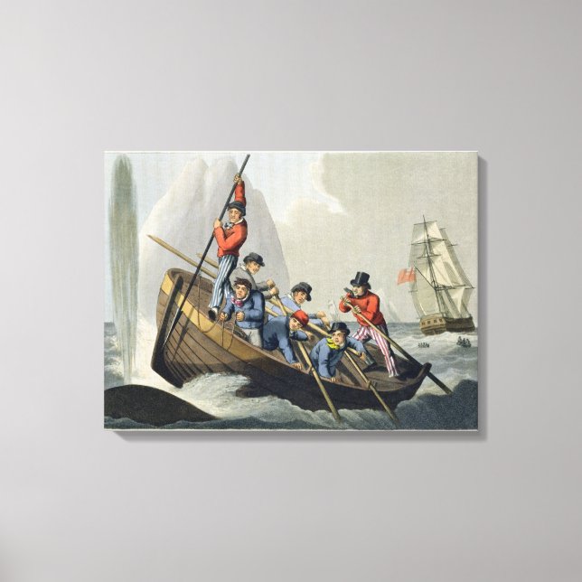 Impressão Em Tela Um barco atacando uma baleia, gravado por Matth (Frente)