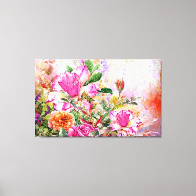 Impressão Em Tela Um Buquê De Arte De Muro De Flores (Frente)