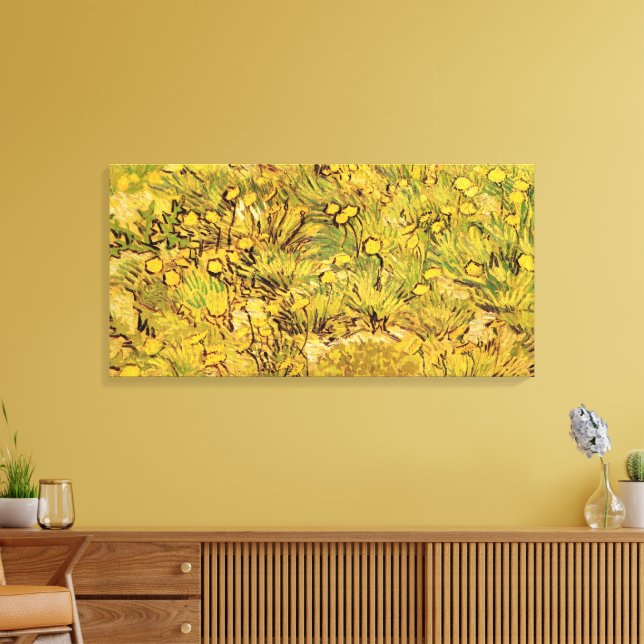 Impressão Em Tela Um Campo de Flores Amarelas por Vincent van Gogh (Insitu(Sala de estar))
