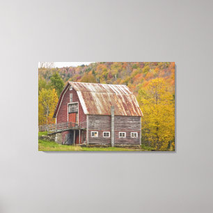 Impressão Em Tela Um celeiro nas Montanhas Verdes de Vermont. Hancoc