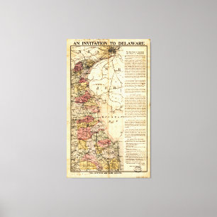 Impressão Em Tela "Um convite a Delaware" Mapa (1903)