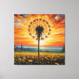 Impressão Em Tela um dandelion num campo de flores