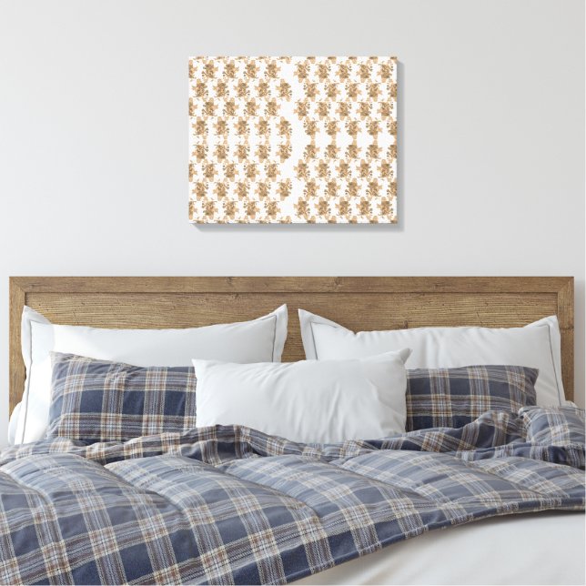 Impressão Em Tela um fundo branco com flores marrons (Insitu(Quarto))