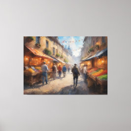 Impressão Em Tela um grupo de pessoas andando por uma rua