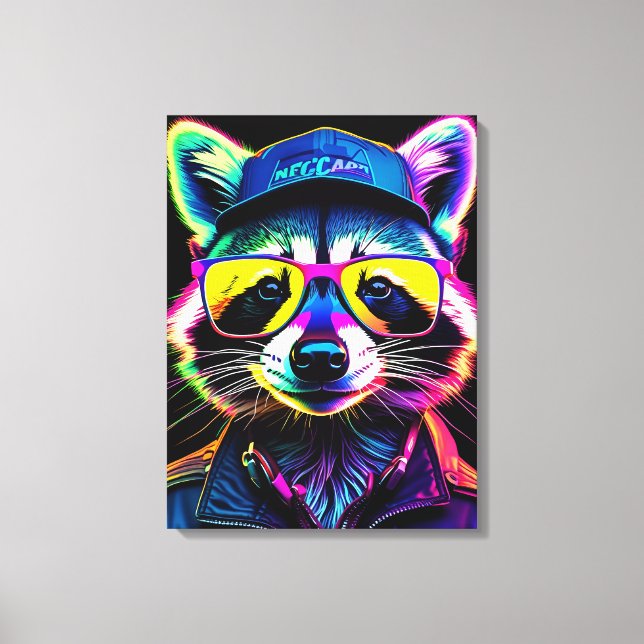 Impressão Em Tela Um guaxinim em óculos (Frente)