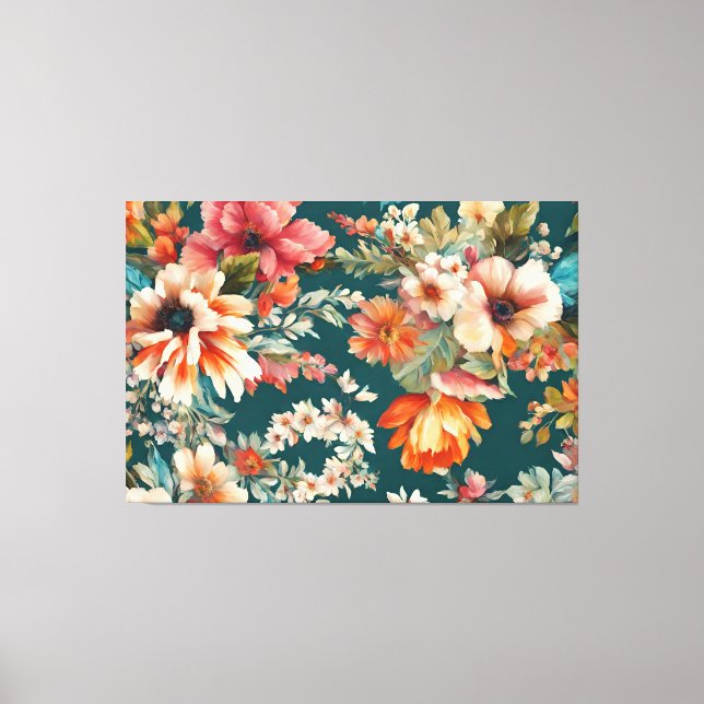 Impressão Em Tela Um Incrível Floral de Verão como Pintura (Frente)