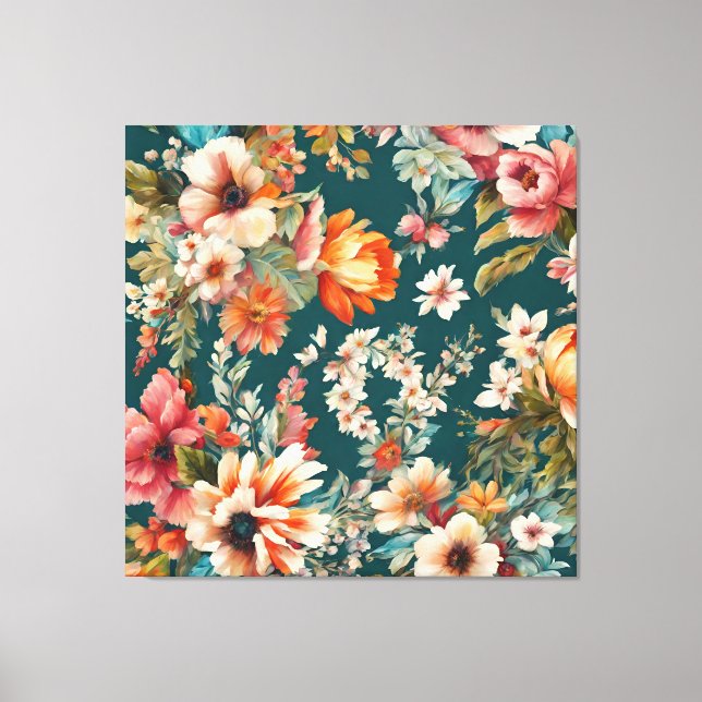Impressão Em Tela Um Incrível Floral de Verão como Pintura (Frente)