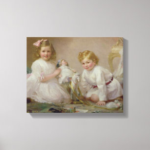 Impressão Em Tela Um irmão e uma irmã que jogam, 1915