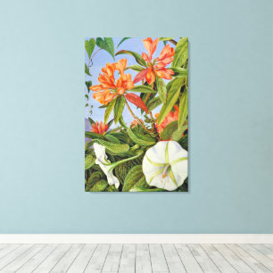 Impressão Em Tela Um Javan Rhododendrum e Ipomoea