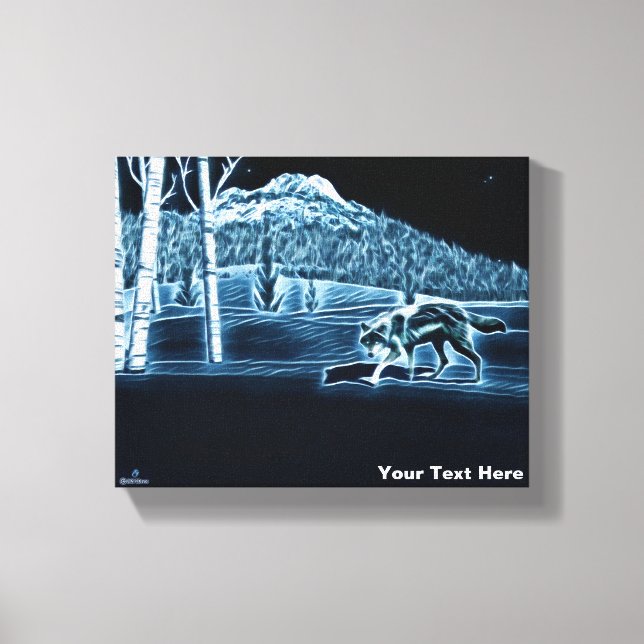 Impressão Em Tela Um Lobo Na Neve (Frente)