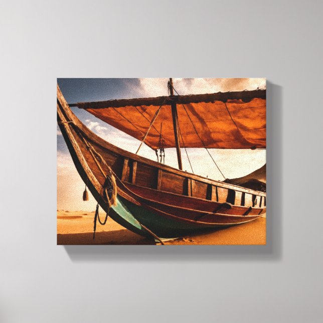 Impressão Em Tela Um luxurius viking oar boat veleja na mesa do saha (Frente)