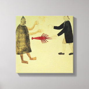 Impressão Em Tela Um maori trocando uma lagosta