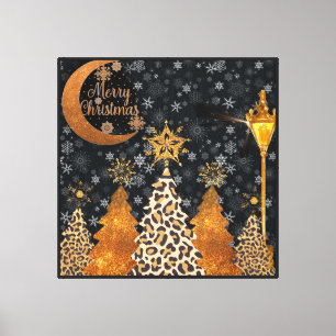 Impressão Em Tela Um Natal de Leopardo Selvagem Glamouroso
