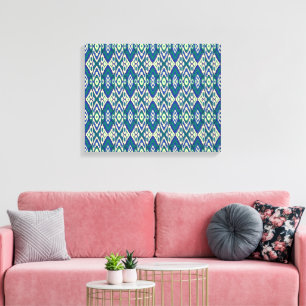 Impressão Em Tela um padrão azul e verde com fundo branco