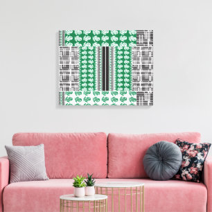 Impressão Em Tela Um padrão verde e preto visualmente atraente, acen