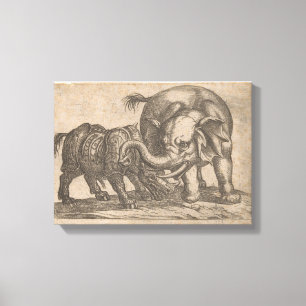 Impressão Em Tela Um rinoceronte está lutando contra um elefante, An