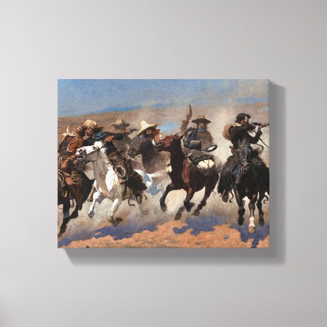 Impressão Em Tela Um Traço para a Madeira por Frederic Remington (Frente)
